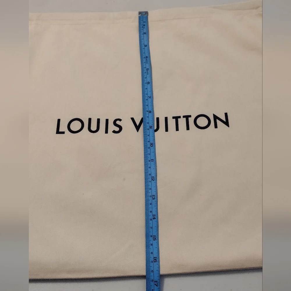Louis Vuitton Cream Blue Drawstring Black Logo Dust Bag